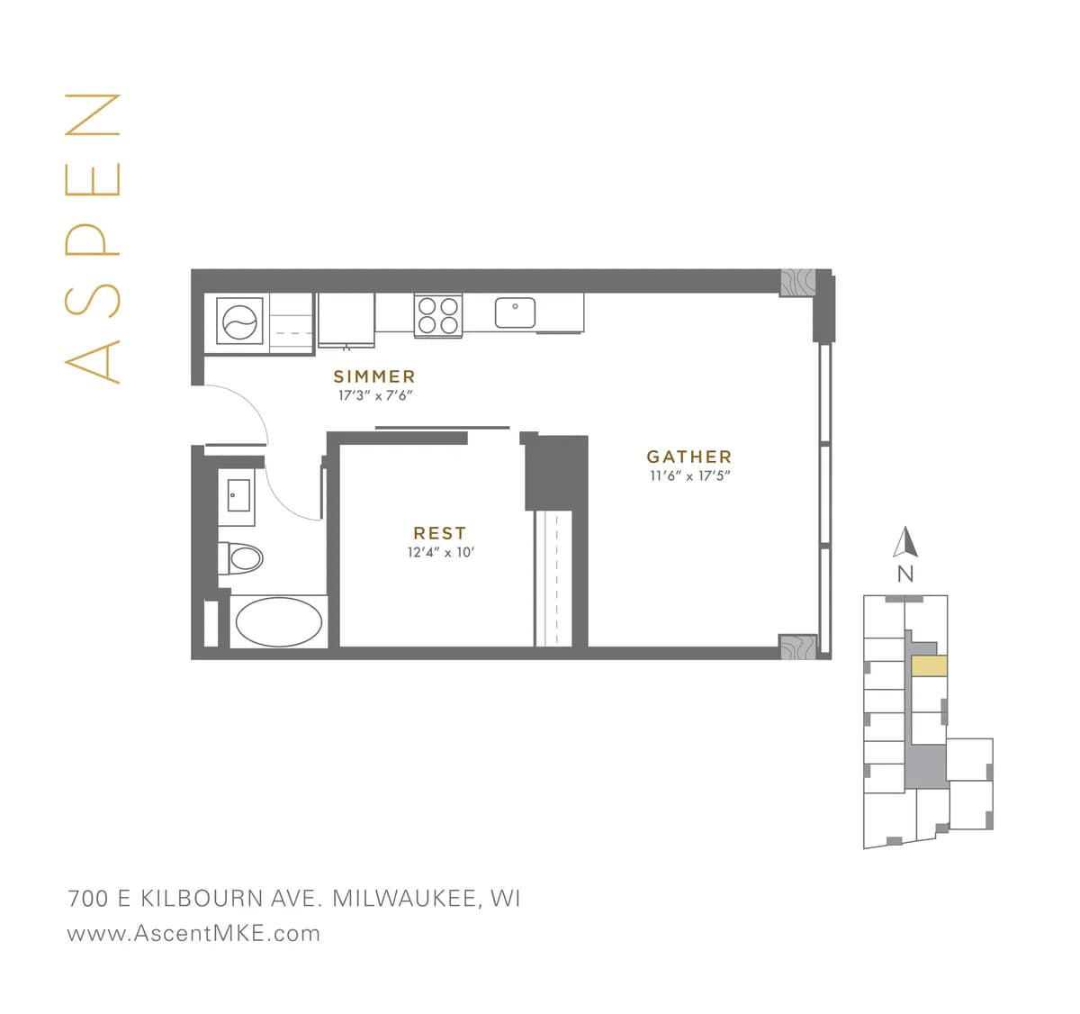Milwaukee County apartments for rent - image - Ascent Aspen Floor Plan