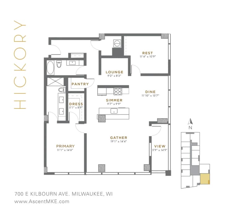 Milwaukee County apartments for rent - image - Hemlock - 2 BD / 2.5 BA - 1,421 SF