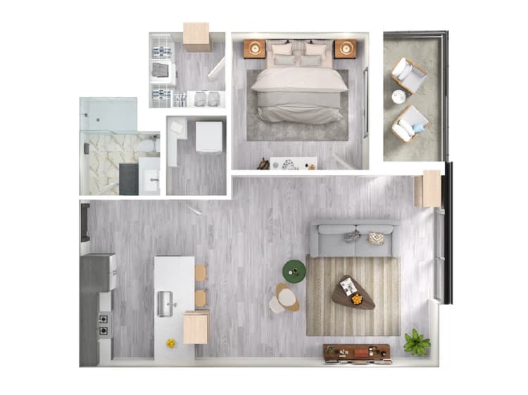 Milwaukee County apartments for rent - image - Beech Floor Plan 3D