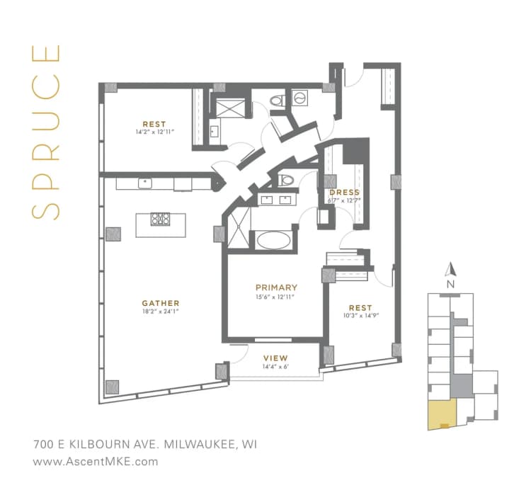 Milwaukee County apartments for rent - image - Spruce - 3 BD / 2 BA - 1,999 SF