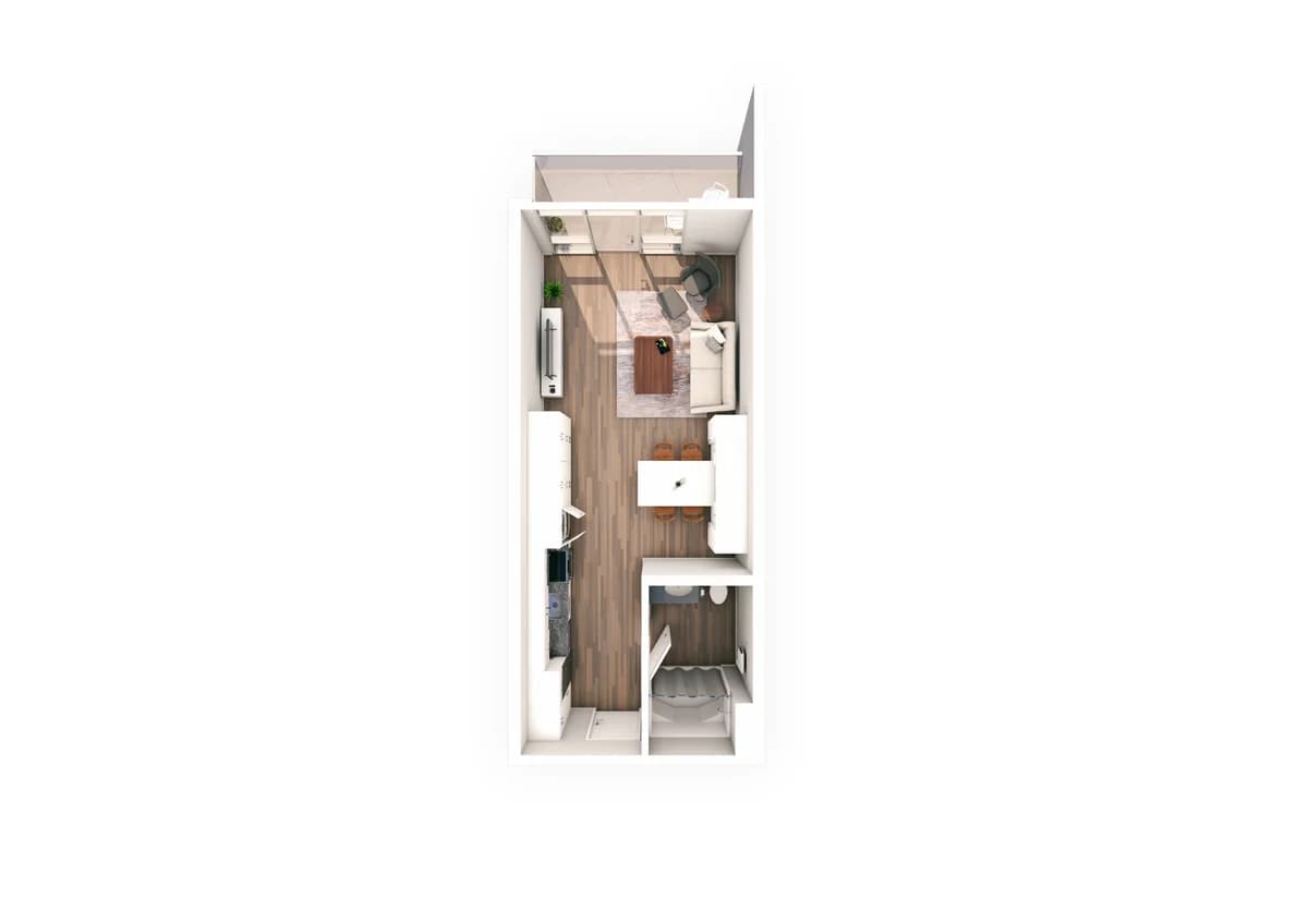 Milwaukee County apartments for rent - image - Studio / 1 Bath - 455 SF