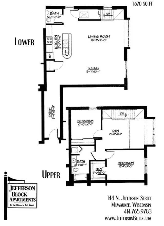 Milwaukee County apartments for rent - image - 2 Bed + Den / 1.5 Bath - 1,670 SF