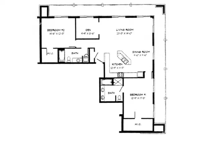 Milwaukee County apartments for rent - image - 2 Bed + Den / 2 Bath Penthouse - 1,509 SF