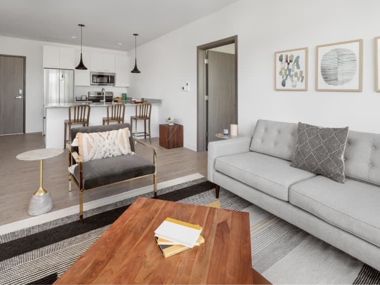 Milwaukee County apartments for rent - image - 2 Bed / 2 Bath - 1,037 SF - Living Room & Kitchen