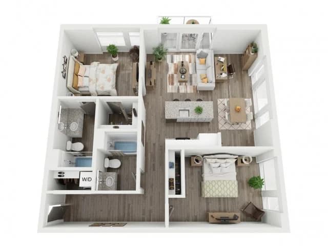 Milwaukee County apartments for rent - image - 2 Bed / 2 Bath - 1,140 SF