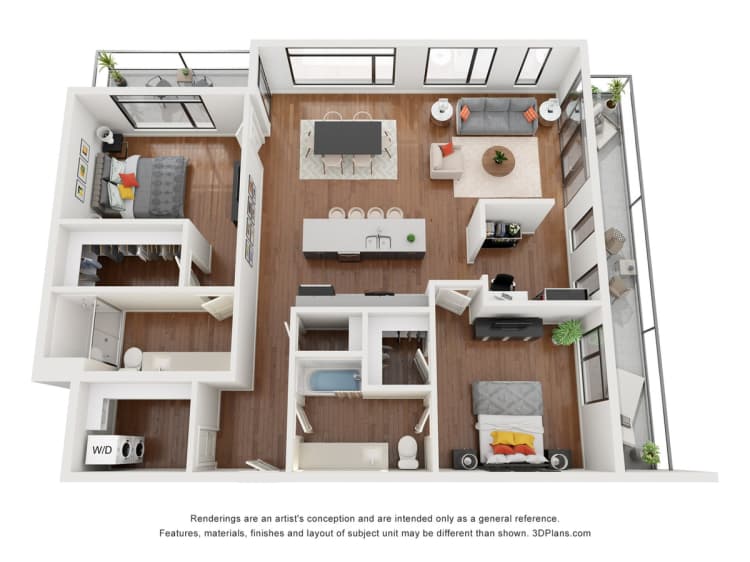 Milwaukee County apartments for rent - image - Virgo - 2 BD + Den / 2 BA - 1,445 SF