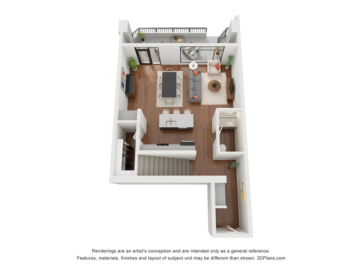 Milwaukee County apartments for rent - image - Buca Townhome - 2 BD / 2.5 BA - 1,451 SF (First Floor Detail)
