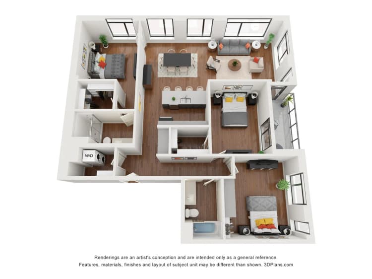 Milwaukee County apartments for rent - image - Nova Leo 3 bedroom floor plan