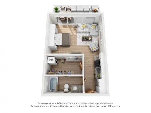 Milwaukee County apartments for rent - image - Terrace - Studio / 1 Bath - 540 SF