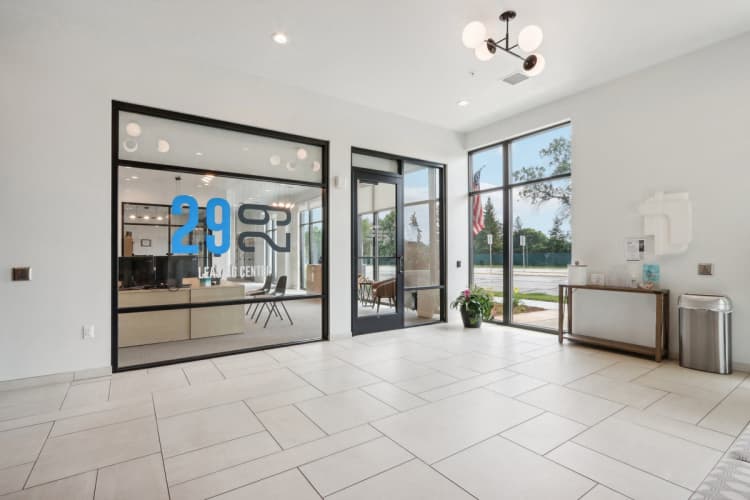 Milwaukee County apartments for rent - image - A spacious room with a large glass door and a tiled floor