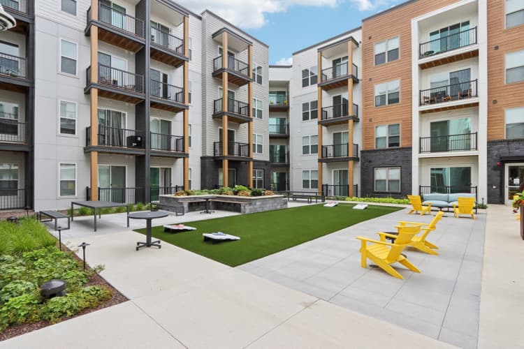 Milwaukee County apartments for rent - image - A modern apartment complex with a shared outdoor space