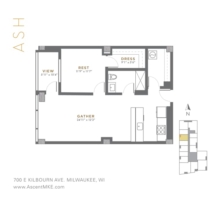 undefined apartments for rent - image - Ash - 1 BD / 1 BA - 833 SF