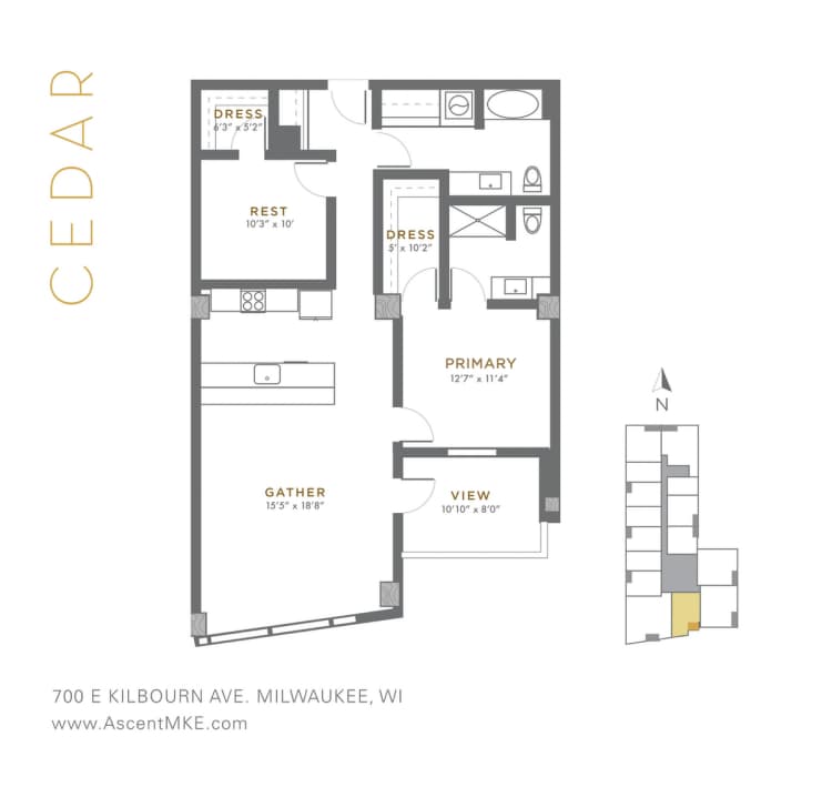 undefined apartments for rent - image - Cedar - 2 BD / 2 BA - 1,155 SF