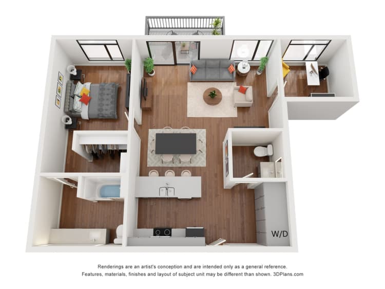 undefined apartments for rent - image - Pisces 1 Bedroom, 1.5 Bathroom + Den - 990 SF