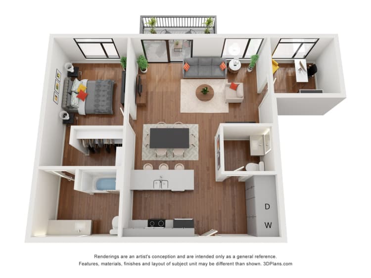 undefined apartments for rent - image - Pisces 1 Bedroom, 1.5 Bathroom + Den - 990 SF (ADA)